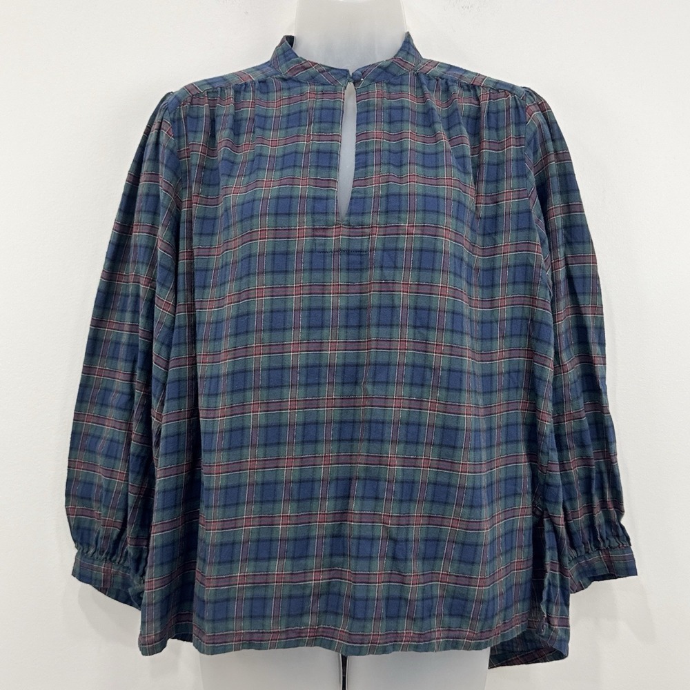 Trovata Birds Of Paradise Bailey Blouse S Plaid Preppy Boxy Oversized Old Money
